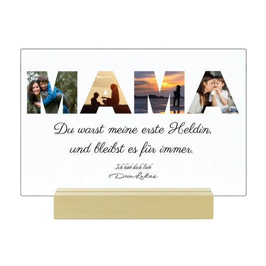 Mama, meine Heldin - Personalisierte Acryltafel (30x20)