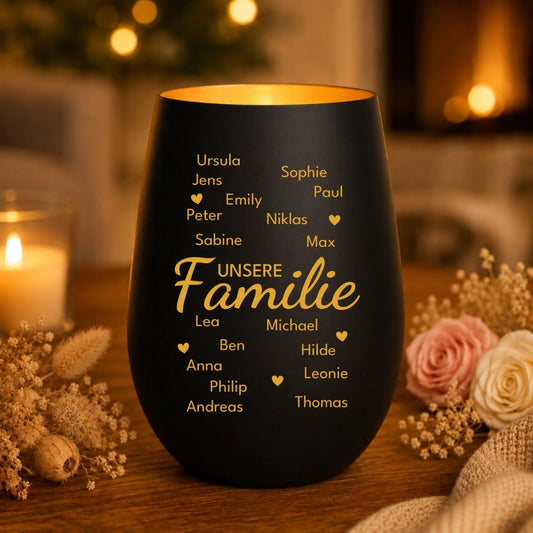 Unsere Familie - Personalisiertes Windlicht mit Namen deiner Liebsten