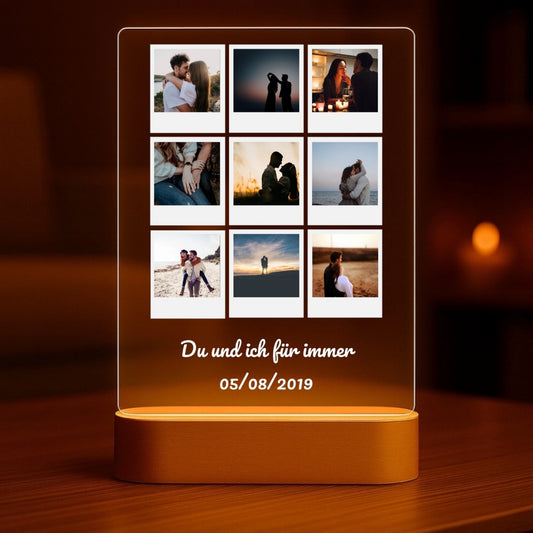 Du und ich für immer - Personalisiertes Nachtlicht mit LED-Holzfuß (14x20)